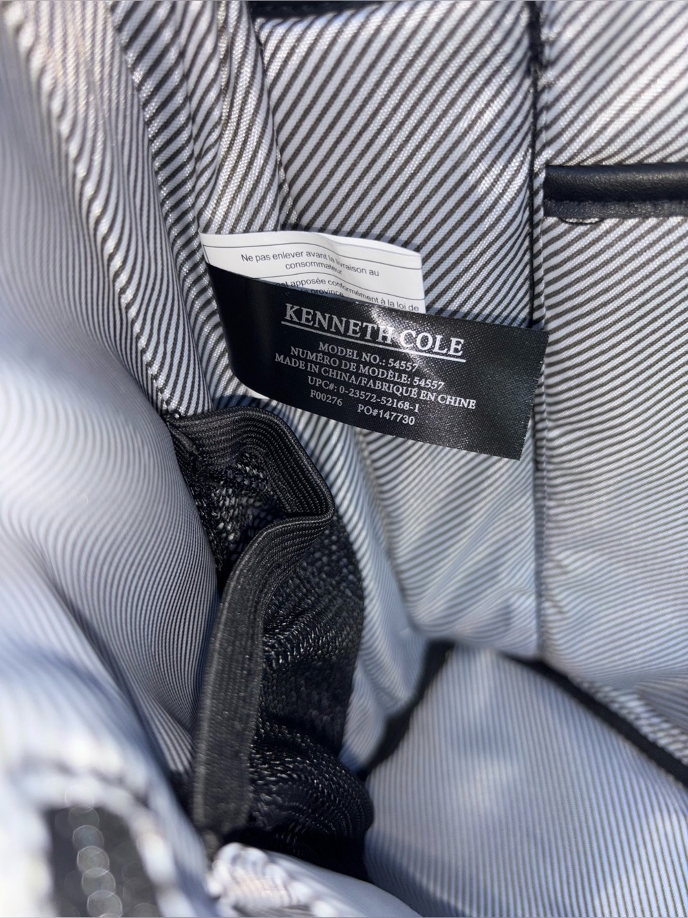 Kenneth Cole Reaction Chelsea Quilted Chevron Laptop Tablet Business Tote Navy - Picture 15 of 16